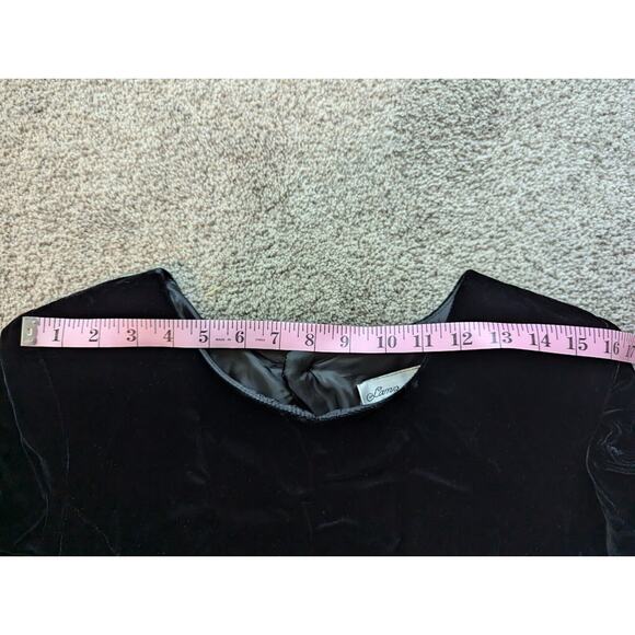 Vtg Lanz RSVP Evening Dress Small Black Formal Velour Midi Bow Open Back Hoco - Picture 11 of 13